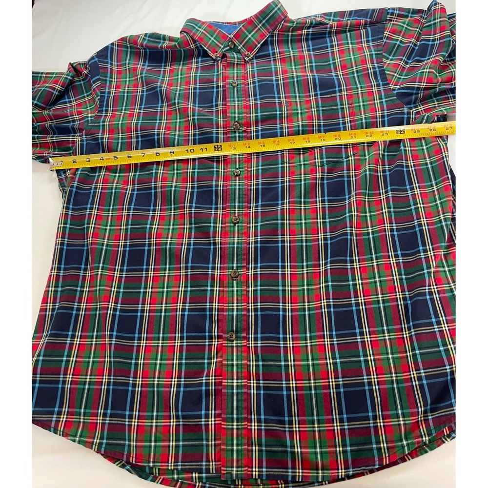 IZOD Mens XXL Tartan Plaid Button Down Shirt Multi Color Cotton Blend Long Sleev - Picture 4 of 7